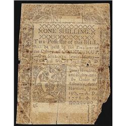 June 19, 1776 Connecticut One Shilling Colonial Currency Note