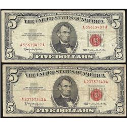 Lot of (2) 1963 $5 Legal Tender Notes
