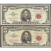 Image 1 : Lot of (2) 1963 $5 Legal Tender Notes
