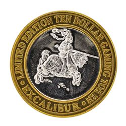 .999 Silver Excalibur Las Vegas Nevada $10 Casino Limited Edition Gaming Token