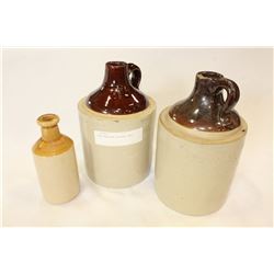 THREE MEDALTA POTTERY JUGS