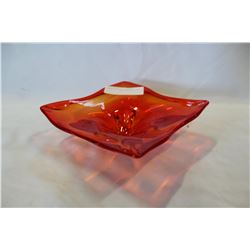 ORANGE ART GLASS AMBERINA DISH