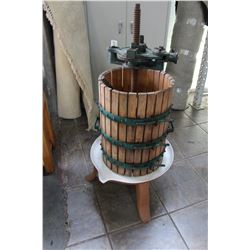 METAL BOUND WOOD WINE PRESS