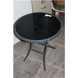 FOLDING METAL AND GLASSTOP ENDTABLE