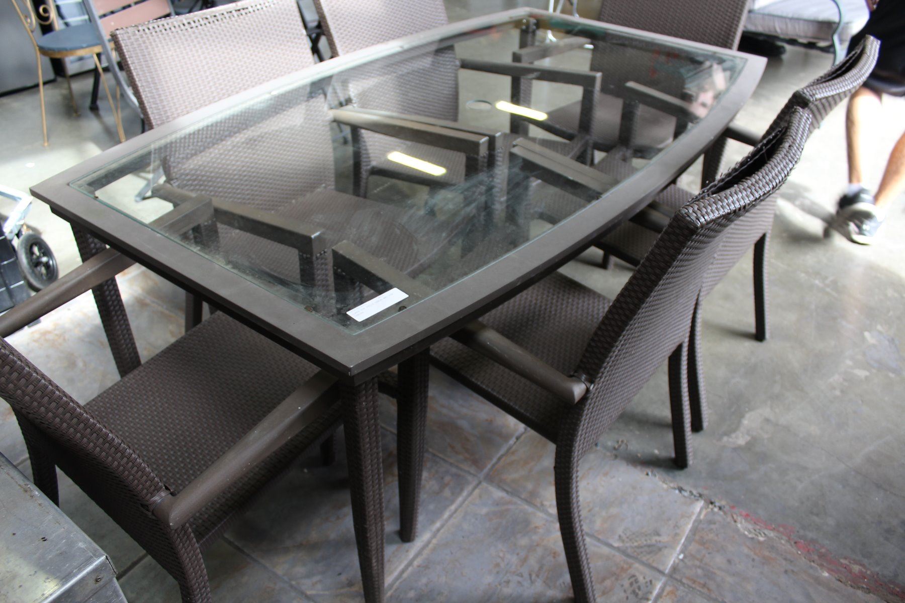 GLASS TOP PATIO TABLE AND SIX CHAIRS Big Valley Auction Glass top patio table and six chairs big valley auction