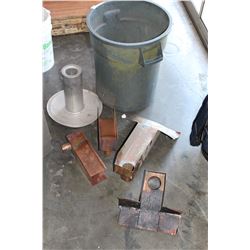 PAIL OF METAL GUTTER PARTS