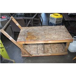 TWO TIER WOOD ROLLING CART