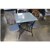Image 1 : METAL PATIO TABLE AND TWO CHAIRS