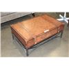 Image 1 : BROWN LEATHER SUITCASE LOOK STORAGE COFFEE TABLE