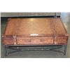 Image 2 : BROWN LEATHER SUITCASE LOOK STORAGE COFFEE TABLE