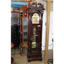 HOWARD MILLER SOLID MAHOGANY GRANDFATHER CLOCK, MODEL 610-289, STANDS 7FT 8 INCHES TALL, COMPLETE