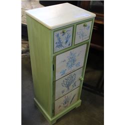 TOLE PAINTED WOOD SIDE CABINET