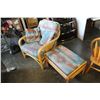 Image 2 : WICKER LOUNGE CHAIR AND OTTOMAN AND CUSHION