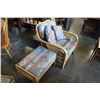 Image 2 : WICKER LOUNGE CHAIR AND OTTOMAN WITH CUSHION