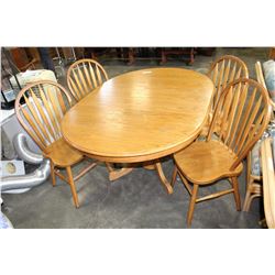 OAK DINING TABLE WITH LEAF AND 4 CHAIRS