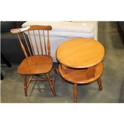 MAPLE DINING CHAIR AND ROUND MAPLE ENDTABLE