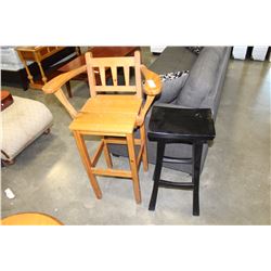 TALL PINE BARSTOOL AND BLACK BARSTOOL