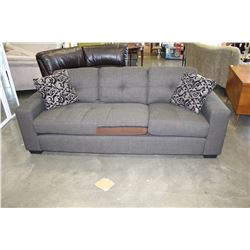 NEW MODERN GREY FABRIC HOME ELEGANCE SOFA, WITH MISMATCHED CUSHION