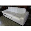 Image 2 : NEW WHITE LEATHER HOME ELEGANCE SOFA, WITH MISMATCHED CUSHION