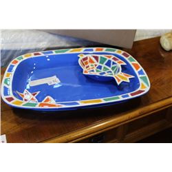 AIGEAN MOSIAC CLAY ART PLATTER AND BOWL