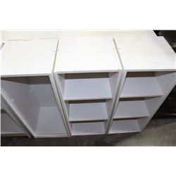 SET OF THREE WHITE SHELF UNITS