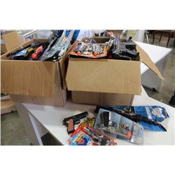 TWO BOXES OF CAP GUNS AND WATER CANS