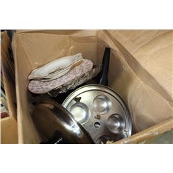 EGG POACHER AND CASSEROLE DISH AND CHINA