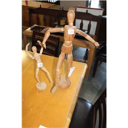 TWO WOOD ARTISTS POSABLE FIGURES