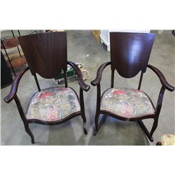 SHIELD BACK ARMCHAIR AND MATCHING ROCKING CHAIR