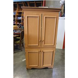 4 DOOR WOOD MAPLE FINISH STORAGE CABINET