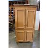 Image 1 : 4 DOOR WOOD MAPLE FINISH STORAGE CABINET