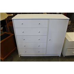 WHITE FIVE DRAWER WHITE CABINET WITH CUPBOARD