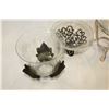 Image 3 : THREE DESIGNER GLASS AND METAL CENTER BOWLS AND TEALIGHT CANDLE HOLDER
