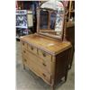 Image 2 : ANTIQUE ROLLING 5-DRAWER DRESSER WITH MIRROR