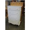 Image 1 : NEW HOME ELEGANCE WHITE 5-DRAWER CHEST OF DRAWERS SURFACE SCRATCH ON TOP RETAIL $799