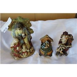 TWO NATIVITY FIGURES AND SANTA