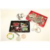 Image 1 : TRAY OF SILVER TONE JEWELLRY AND ART GLASS JEWELLRY