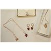 Image 2 : OPAL PENDANT ON CHAIN AND CUBIC ZIRCONIA PENDANT ON CHAIN AND RED STONE NECKLACE AND EARRING SET