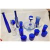 Image 1 : SHELF LOT OF BLUE COBALT AND DEPRESSION GLASSWARE