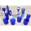 Image 2 : SHELF LOT OF BLUE COBALT AND DEPRESSION GLASSWARE