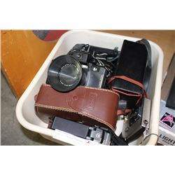 TOTE OF VINTAGE CAMERAS