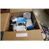 Image 1 : BOX OF HDMI CABLES AUDIO CABLES PHONE CHARGERS AND HEADPHONES