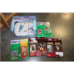 LOT OF 6 FIGURES HOCKEY GRETZKY FOOTBALL ANBD ARNOLD PALMER