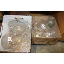 TWO BOXES OF CLEAR GLASS VASES