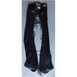 Fringed Black Leather Chaps