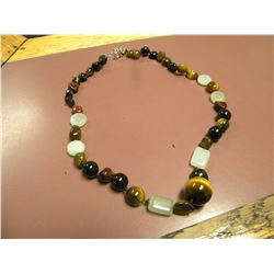 natural new jade/tiger eye necklace-retail $245