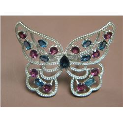 1.89ct topaz/garnet/cz butterfly ring-retail $385