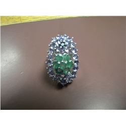2.04ct emarald/sapphire/tanzanite ring-retail $390