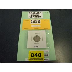 canadian silver 10 cent coin 1936