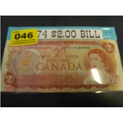 1974 $2 canadian note